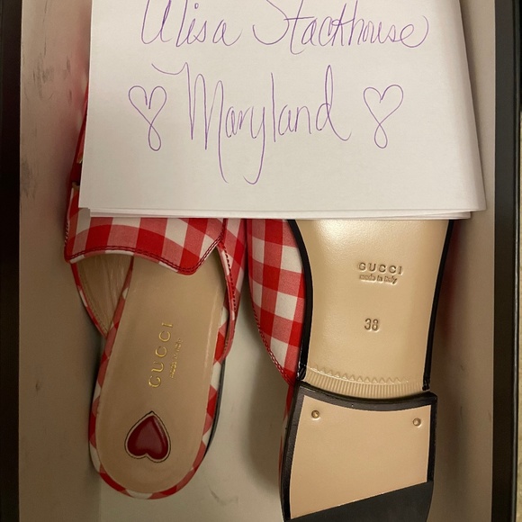 Gucci Shoes - Gucci Princetown Gingham Red